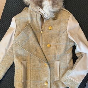 Holland Cooper tweed jacket with fur collar